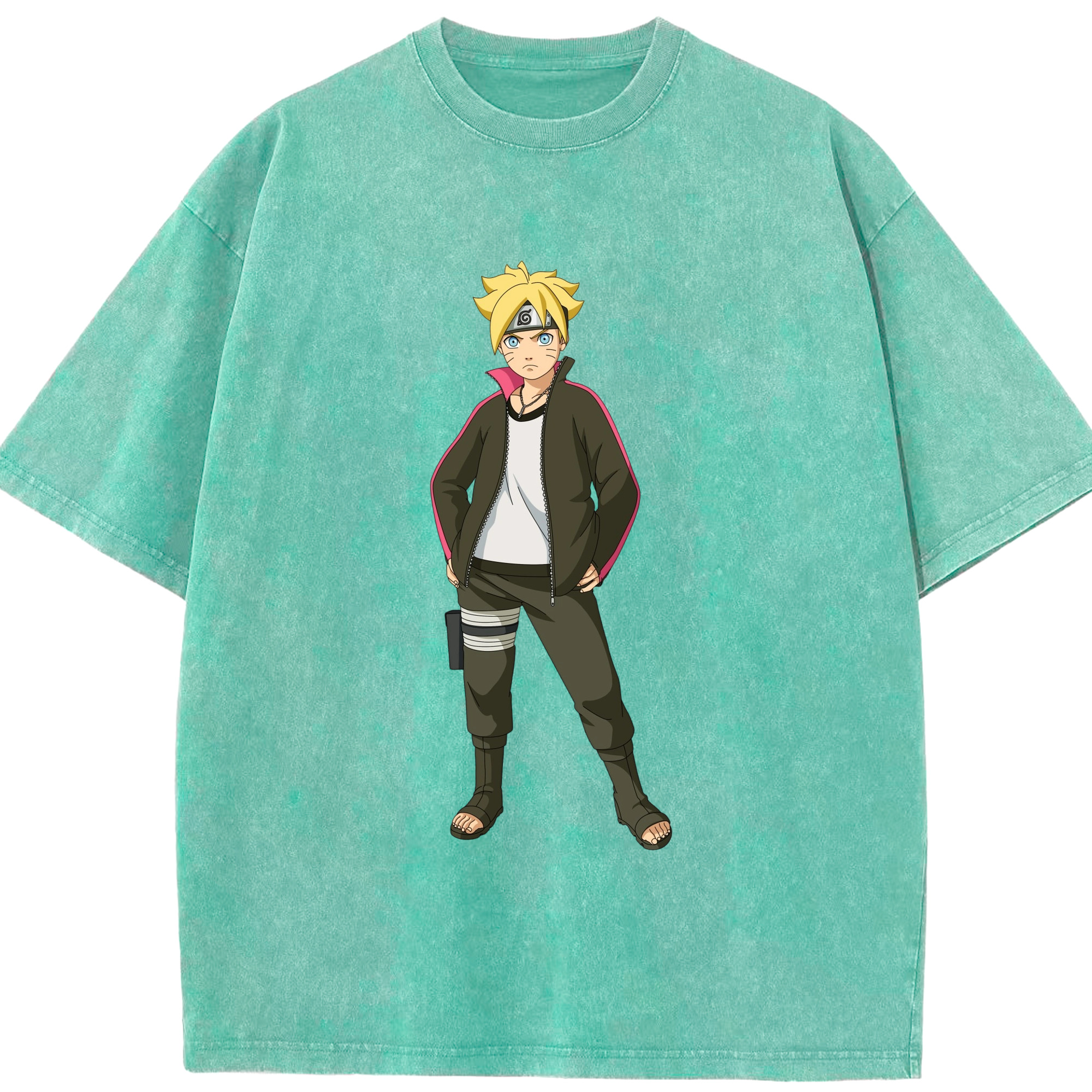 （画像用） NARUTO -ナルト- うずまき ボルト Uzumaki Boruto 綿100% ヴィンテージ風 半袖Tシャツ（フロントプリント）